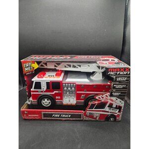 Maxx Action Fire Truck Toy With Lights Sounds Motorized Drive & Expanding Ladder